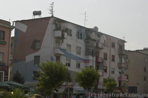 Many houses in Tirana are painted in different colors.