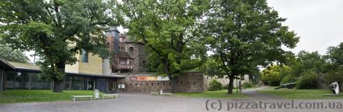 Old city walls and the center of Otto von Guericke