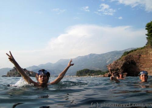 Swimming near the Sveti Stefan Island