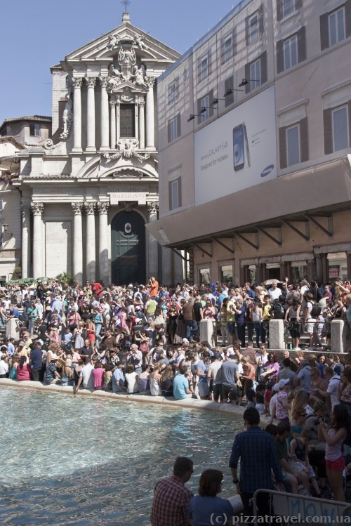 Average number of tourists around the Trevi Fountain