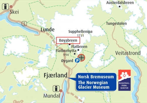 Map of the area near the Boyabreen Glacier