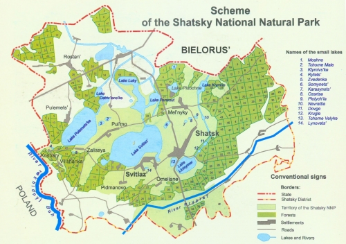 Map of Shatsky Lakes