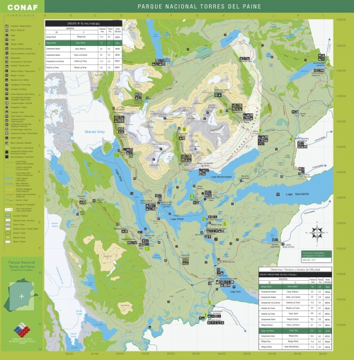 Карта національного парку Торрес дель Пайне