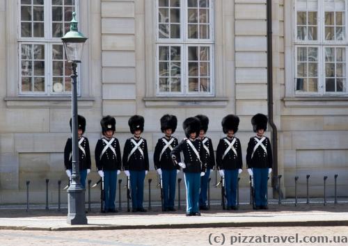 A guard of honor around the Royal Palace Amalienborg