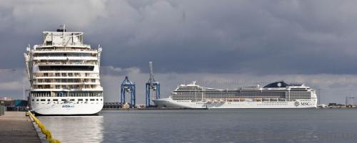 Huge ships in the port of Copenhagen