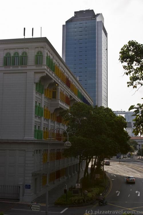 House with colored windows near Clarke Quay