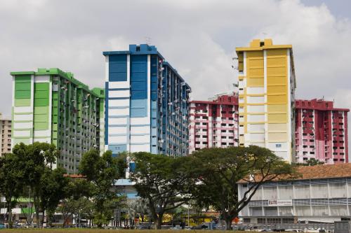 Colored houses between the Arab and Indian blocks