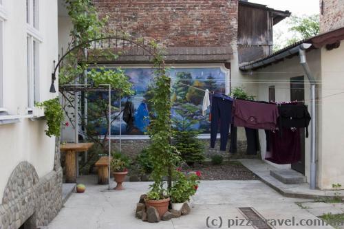 We went into one of the courtyards and found a work of art on the wall.
